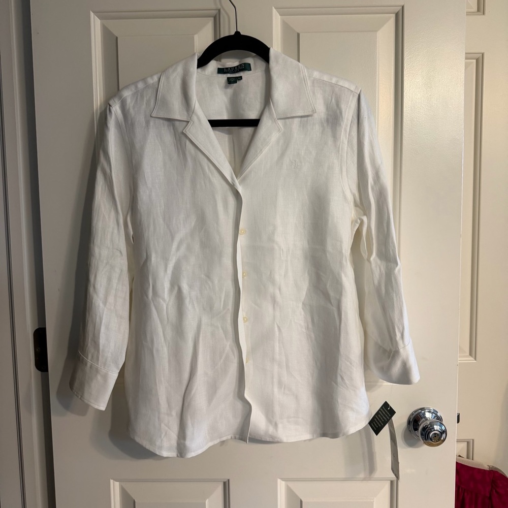 Ralph Lauren White Casual Button Down Shirt
